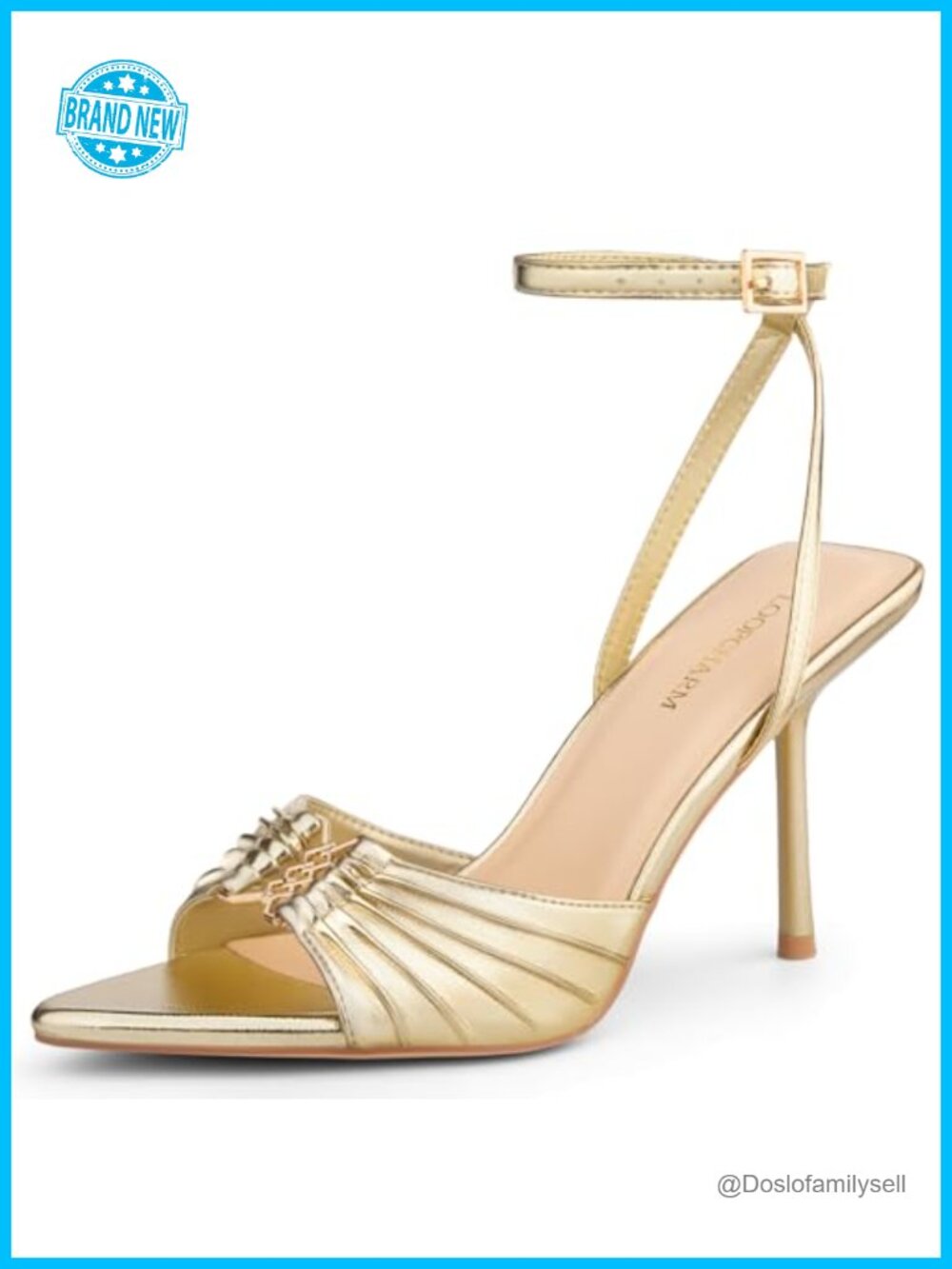 Women's Pointed Open Toe Stiletto High Heels Ankle Strap Sandals